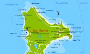 Isla de Samet en Tailandia.  Ko Samet, Tailandia.  Comentarios sobre la isla de Samet, fotos y un mapa de las playas.  Los mejores precios de vuelos a Tailandia